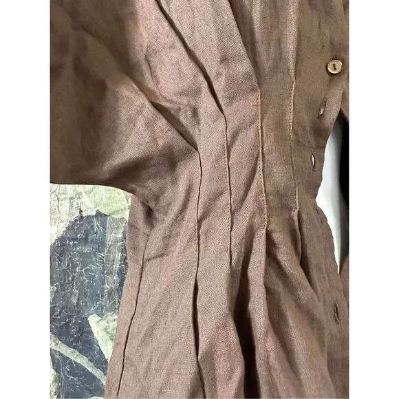 New Anthropologie The Tobie Button-Front Pleated Shirt Dress by Exquise:  Linen s - www.disolcolor.com